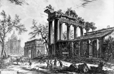 View of the Temple of Concord with the Arch of Septimius Severus and the Church of Santa Martina, from the 